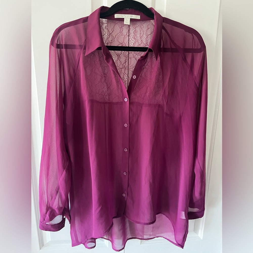 Sheer purple blouse